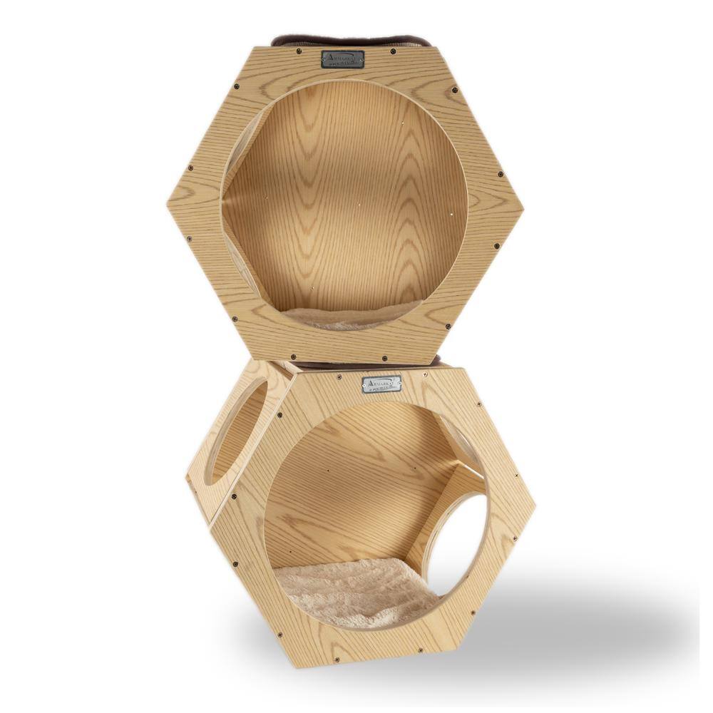 Angle. Armarkat - Real Wood Wall Series Set Of Two Natural Wood Wall Tree Additions - Beige.