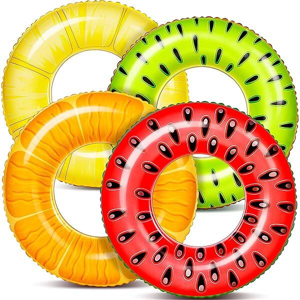 Front. Joyfy - 4 Packs Inflatable Pool Float, Swimming Pool Tube for Kids Adults, Summer Floatie Water Toys for Summer Beach Party Fun.