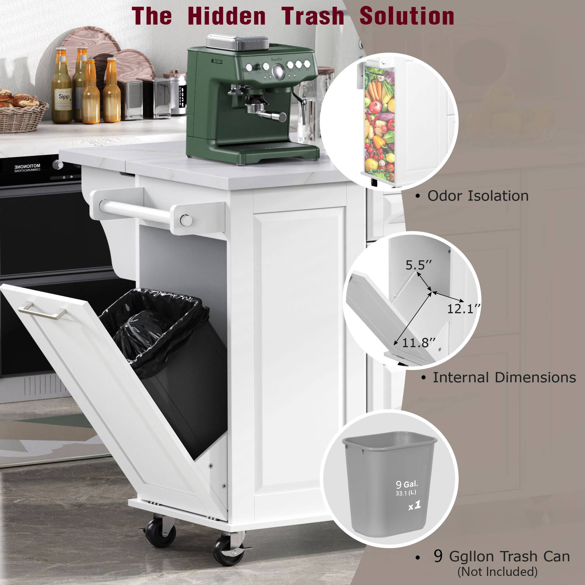 The Hidden Trash Solution

- Odor Isolation
- Internal Dimensions: 5.5" x 12.1" x 11.8"
- 9 Gallon Trash Can (Not Included)