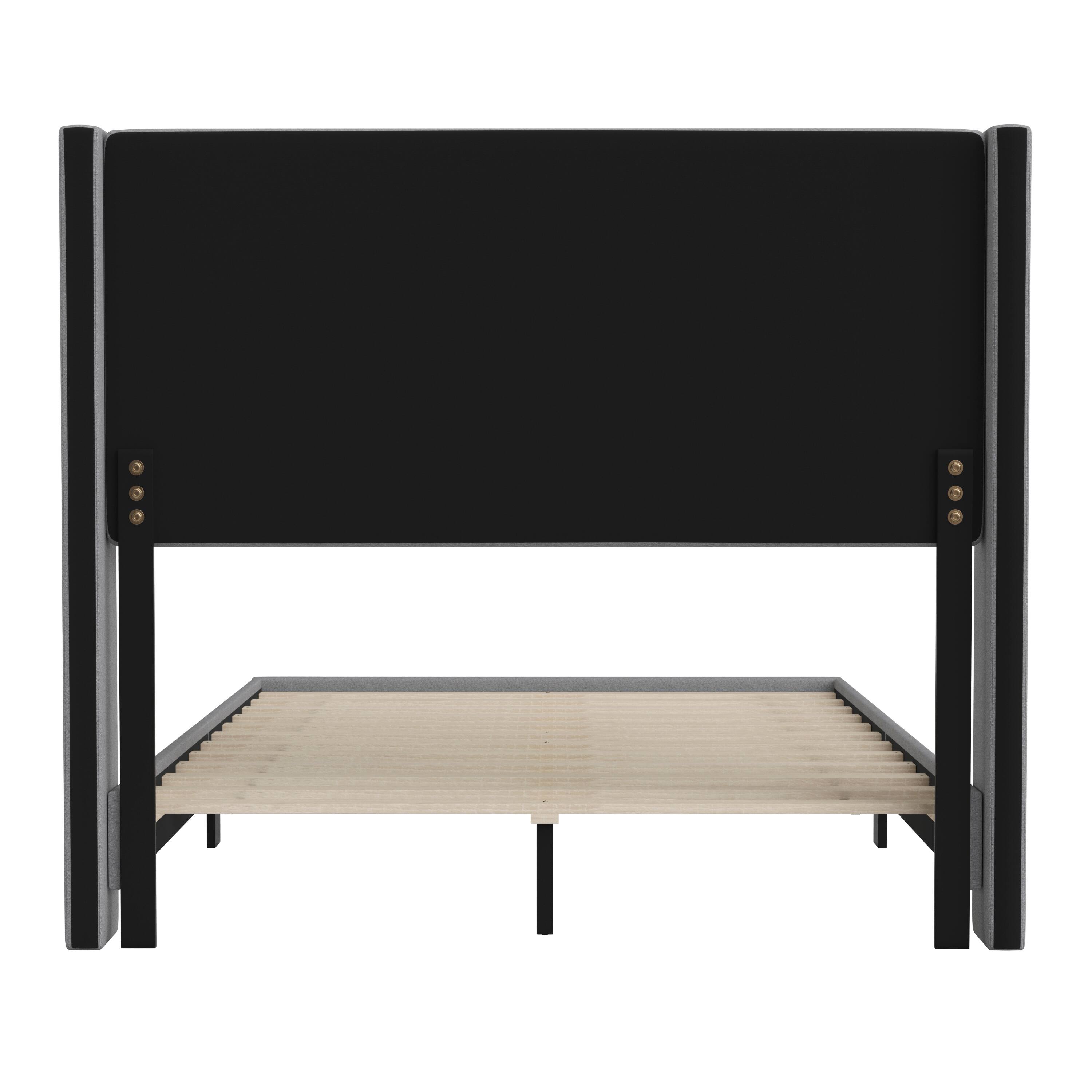 Alt View 7. Emma + Oliver - Upholstered Platform Bed with Wingback Headboard - Gray.