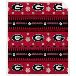 Pegasus - Georgia Bulldogs 60'' x 70'' Holiday Gift Wrap Sherpa Flannel Fleece Blanket - Multicolor