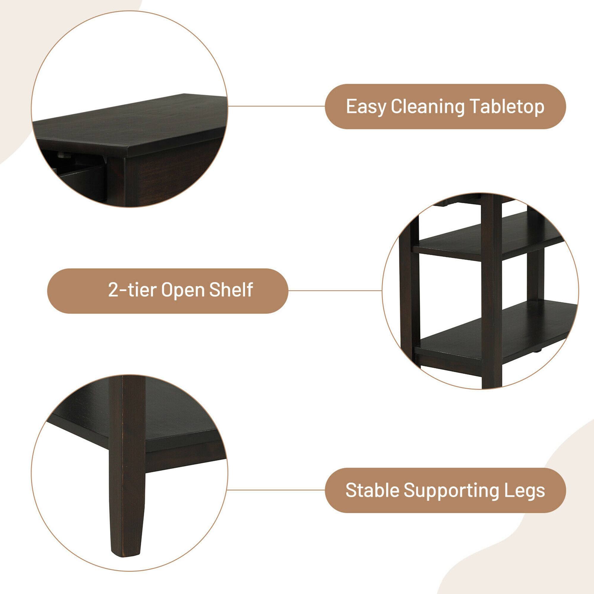 Easy Cleaning Tabletop, 2-tier Open Shelf, Stable Supporting Legs