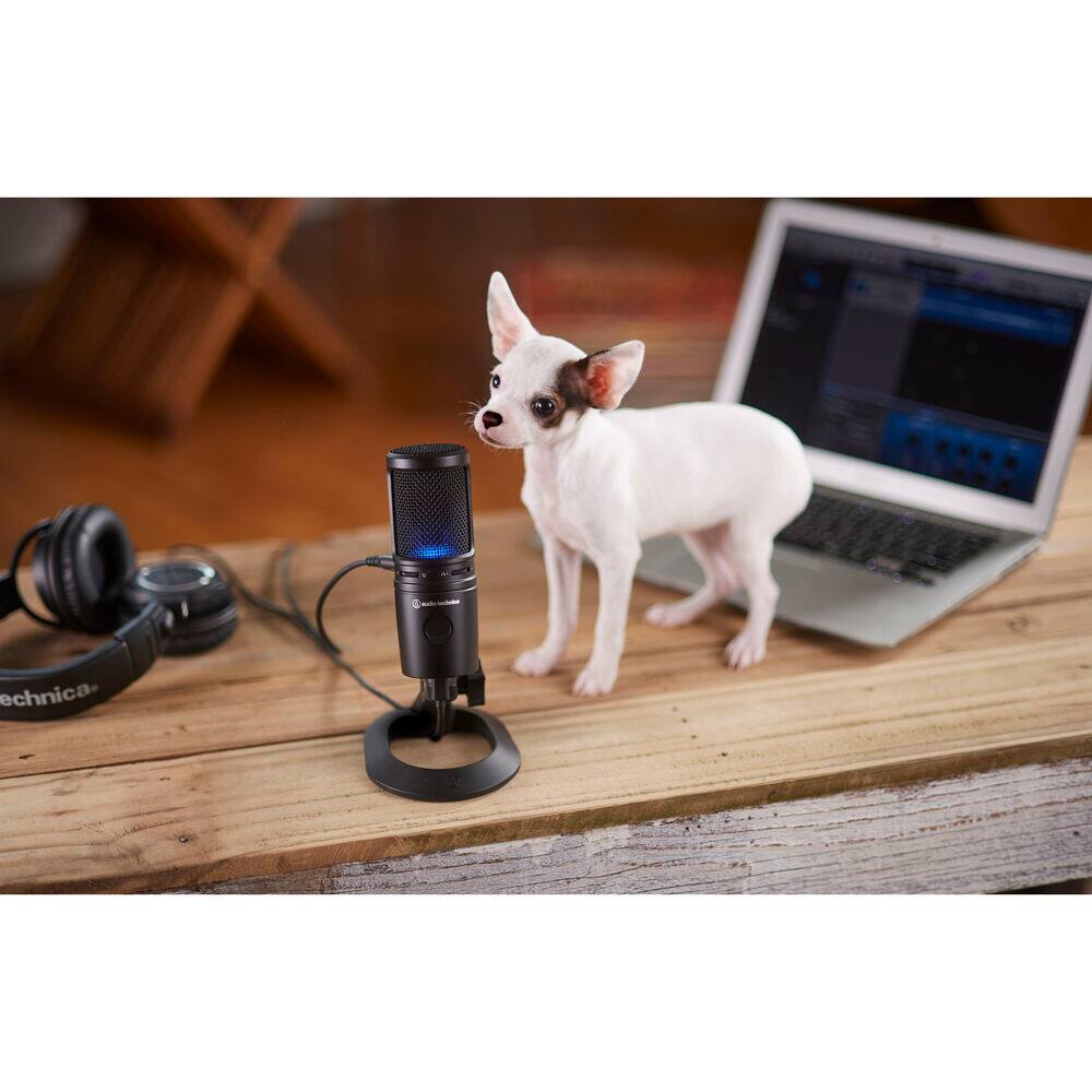 Alt View 5. Audio-Technica - Audio-Technica AT2020USB-X Cardioid Condenser USB Microphone, Black, Bundle.