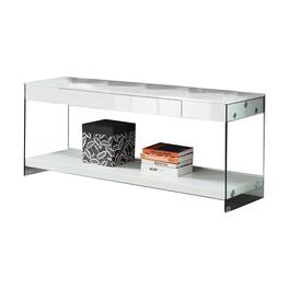 Manhattan Lane - Wood and Glass TV Stand with Two Drawers - White