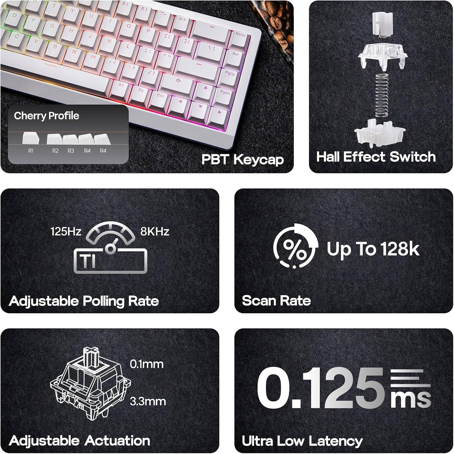 EPOMAKER HE68 Lite Hall Effect Gaming Keyboard, 8k Polling & 128K
