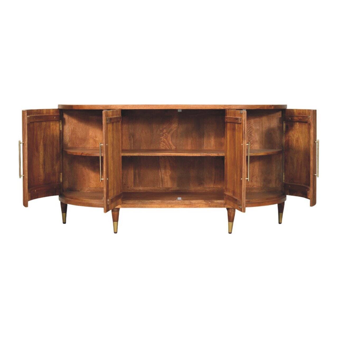 Alt View 4. Artisan Furniture - Artisan Furniture Solid Wood Ravello Curved Sideboard, 4 Doors and 6 Shelves, Light Brown - Light Brown.