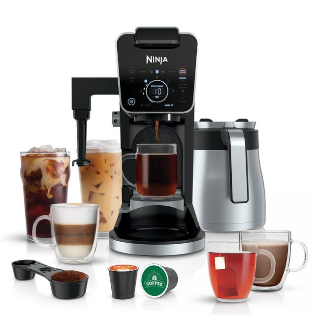 Ninja - DualBrew PRO 12-Cup Specialty Coffee System with Thermal Carafe, K-Cup Compatible, Hot Water System & Frother - Black/Silver