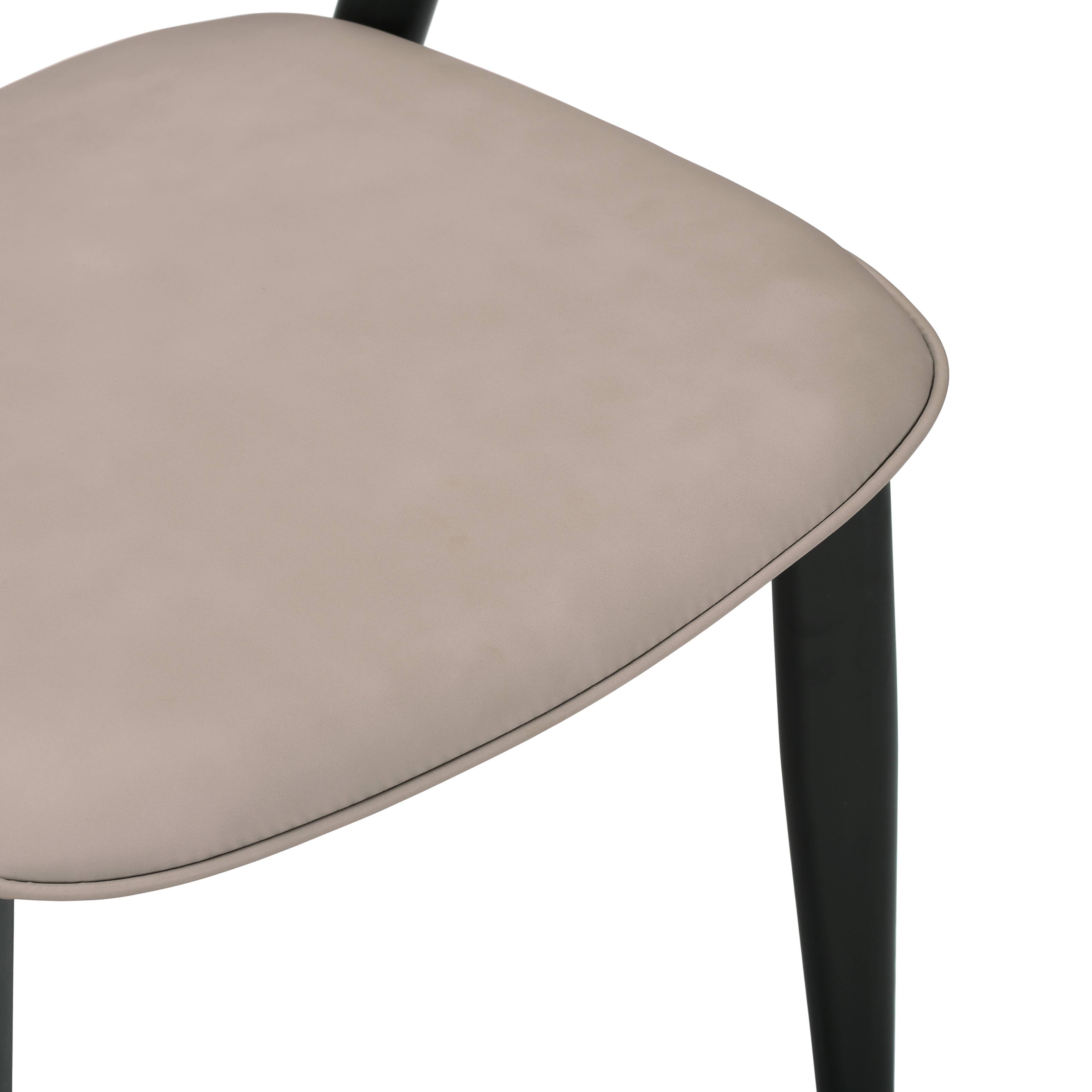 Alt View 7. LeisureMod - Aspen Modern Leather Dining Chair with Iron Legs & High-Density Foam - Fully Assembled - Light Grey.