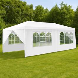 Hivvago - Spacious 10x20 Ft Canopy with Six Wall Covers and Convenient Carry Bag - White