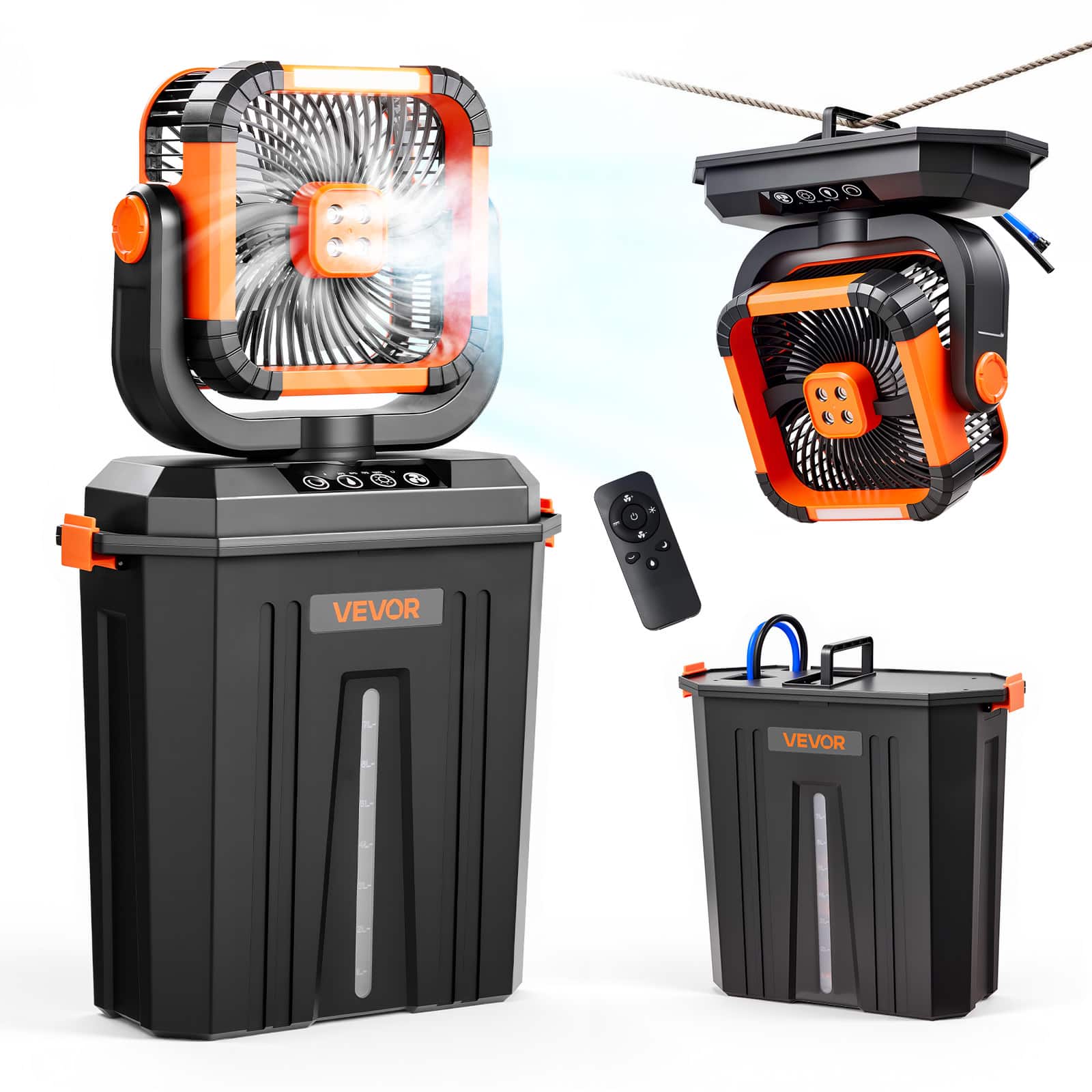 VEVOR - Misting Fan, 2400RPM Motor Camping Misting Fan, Mister Cooling Fans with 3.17 gal Water Tank, 20000mAh Battery - Black;Orange price history on PriceWatchPro