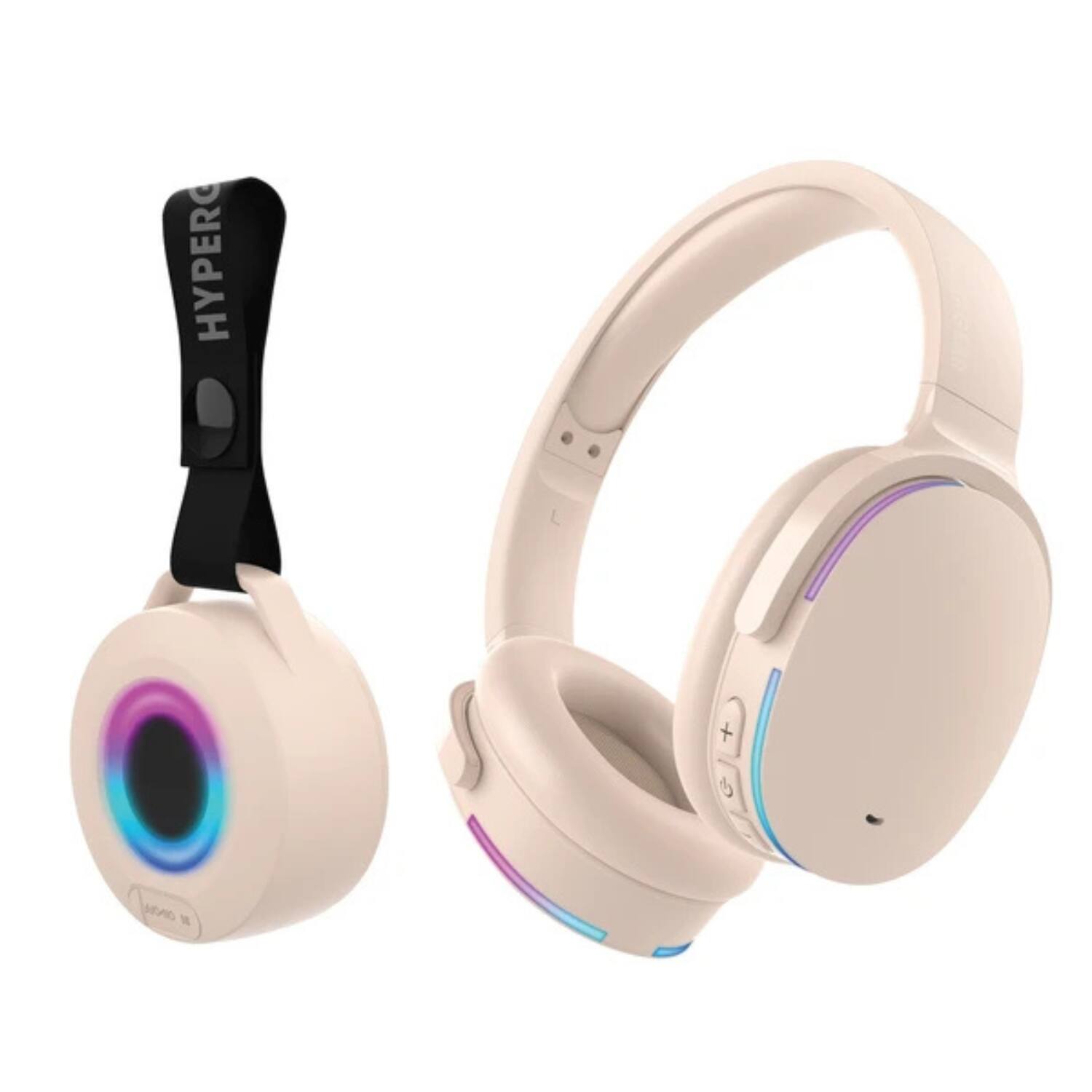Front. Stock Preferred - Audio Essentials Bluetooth Headphones & Speaker Duo - Beige.
