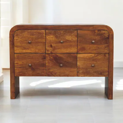Front. Artisan Furniture - Artisan Furniture Solid Wood Darcy 3 over 3 Drawer Chest in Chestnut Finish, Brown - Brown.