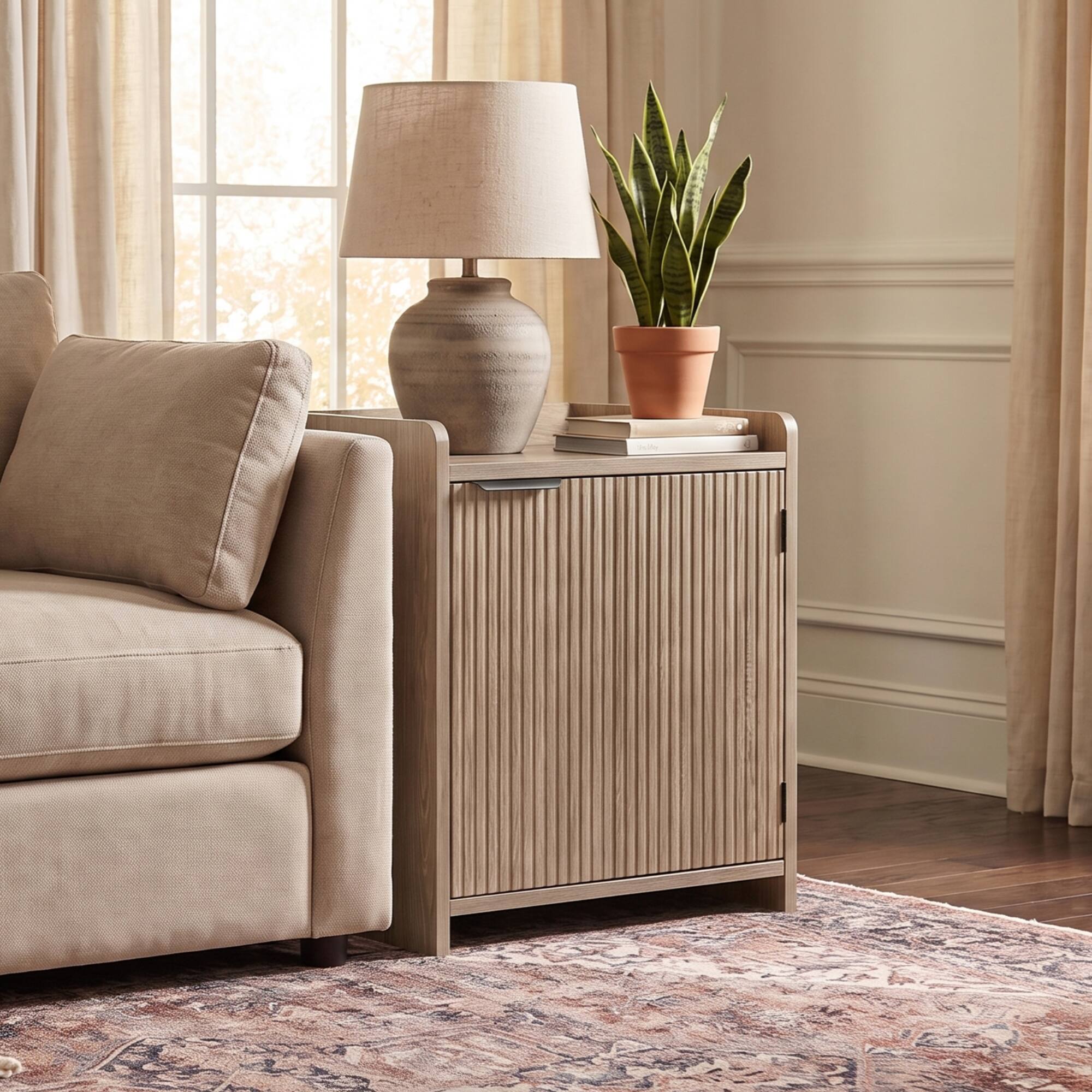 Front. VAUXHILL & CO. - Holloway Refrigerated Endtable, Oak - Oak.