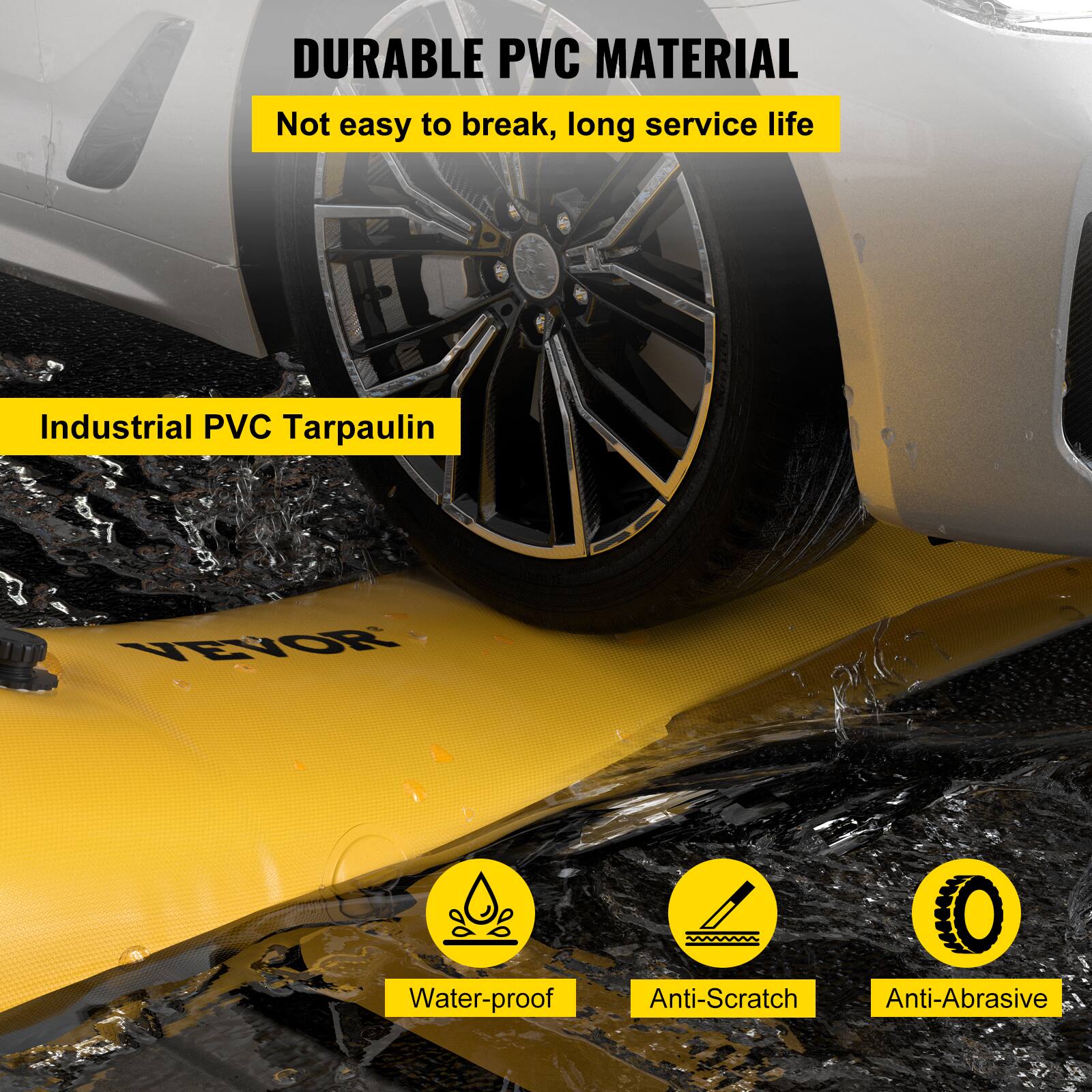 DURABLE PVC MATERIAL  
Not easy to break, long service life  

Industrial PVC Tarpaulin  

Water-proof  
Anti-Scratch  
Anti-Abrasive