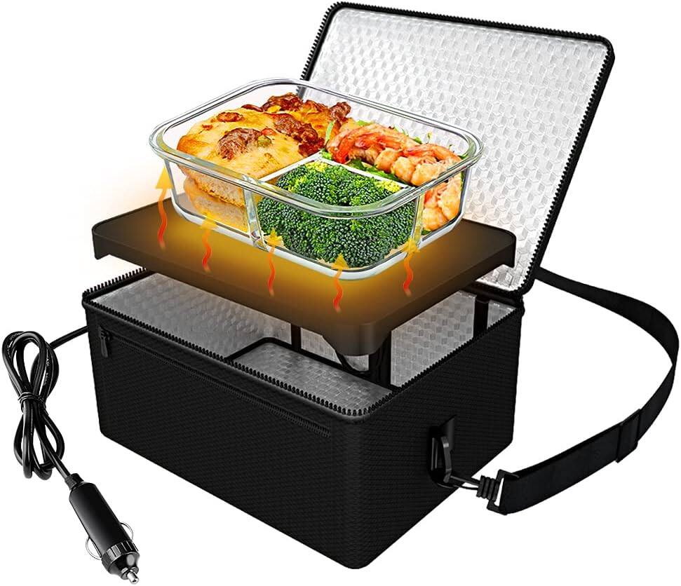 RTMB - 90W Portable Electric Lunch Box & Mini Oven 12V Car Food Warmer, Black - Color: Black-90w Faster