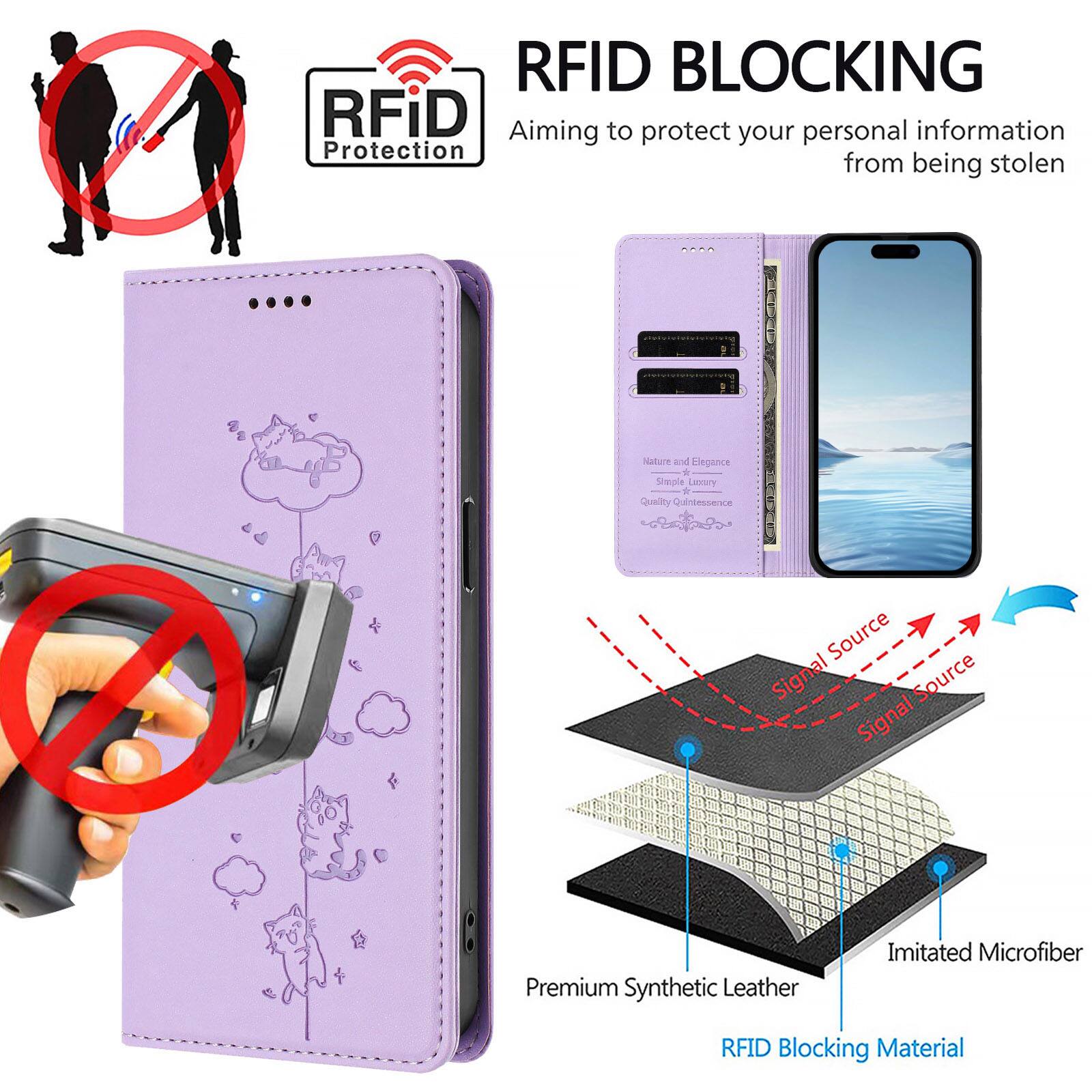 RFID BLOCKING  
Aiming to protect your personal information from being stolen  

Nature and Elegance + Simple Luxury * Quality Quintessence  
Premium Synthetic Leather  
Imitated Microfiber  
RFID Blocking Material