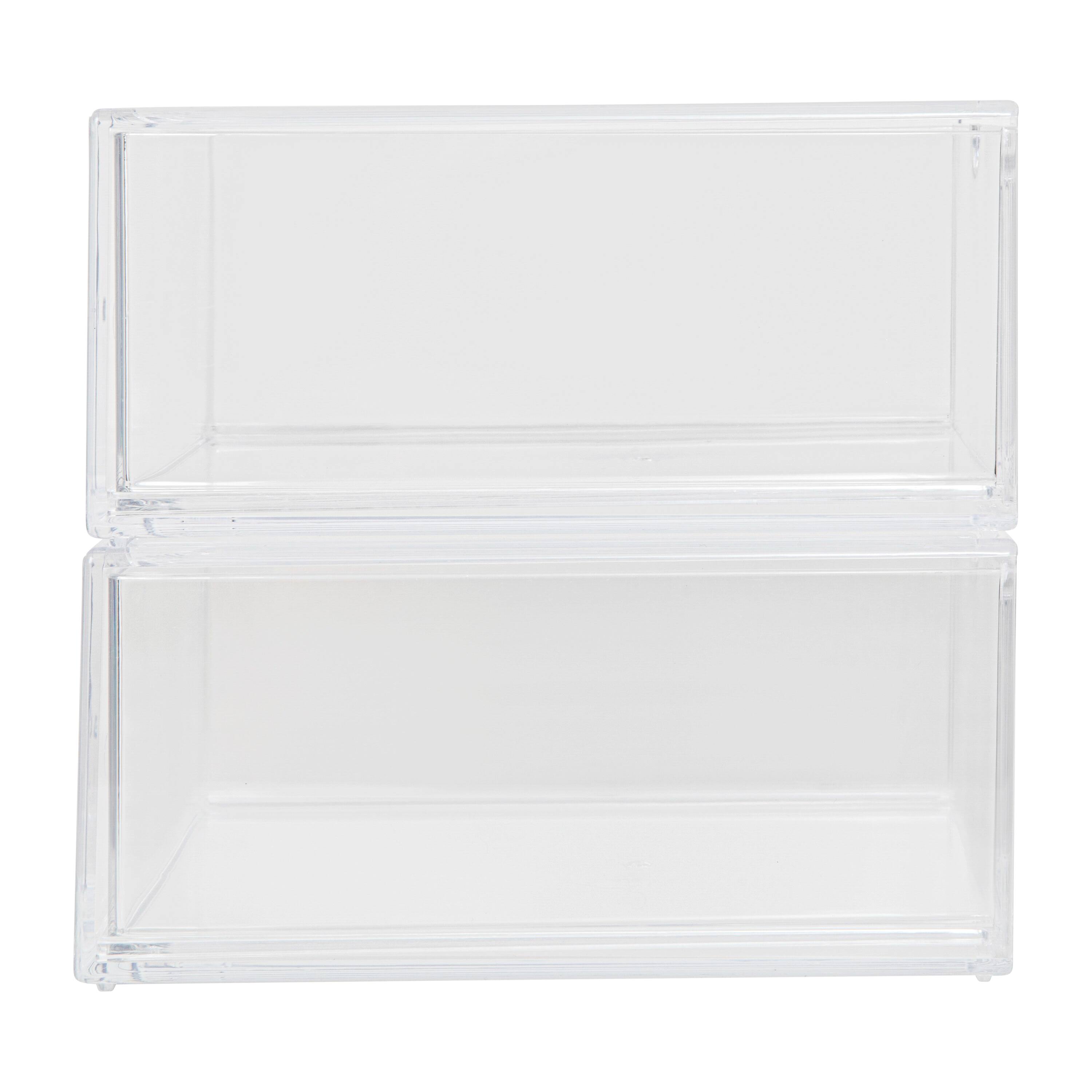 Alt View 17. Martha Stewart - Clear Plastic Desktop Storage Box with Half Moon Opening Pullout Drawer - 2 Pack - Clear.