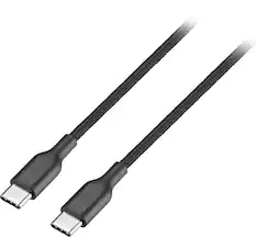 Front. Best Buy essentials™ - 4' USB-C to USB-C Braided Charge-and-Sync Cable - Black.
