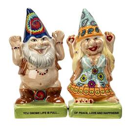Pacific Trading - Hippie Gnomes Ceramic Magnetic Salt and Pepper Shaker Set 4 Inch - Multicolor
