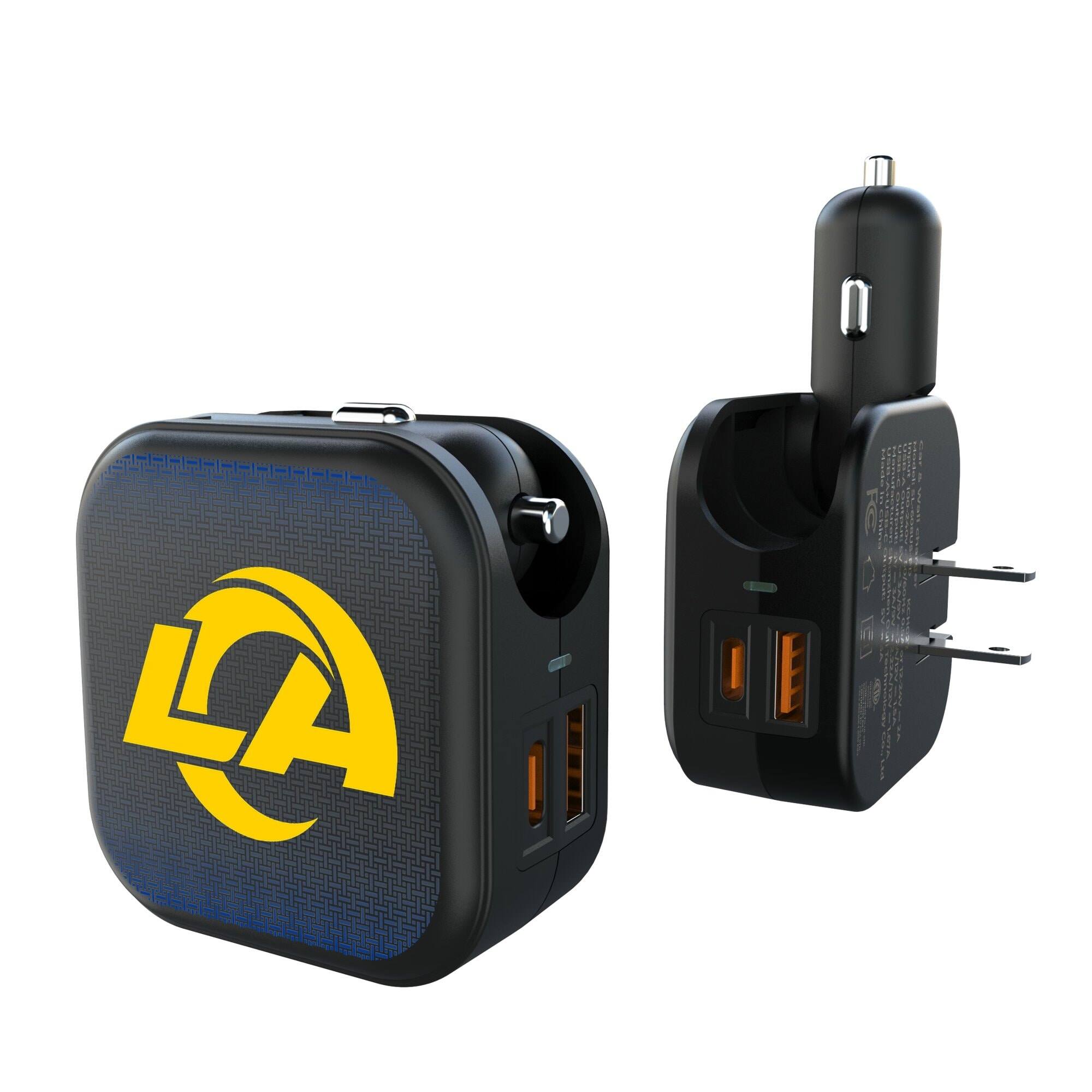 Front. Keyscaper - Los Angeles Rams 2-in-1 USB A/C Charger - Black.