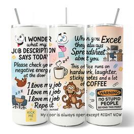 OrnamentallyYou - Sarcastic Coworker 20oz Tumbler With Stainless Steel Straw - Multicolored