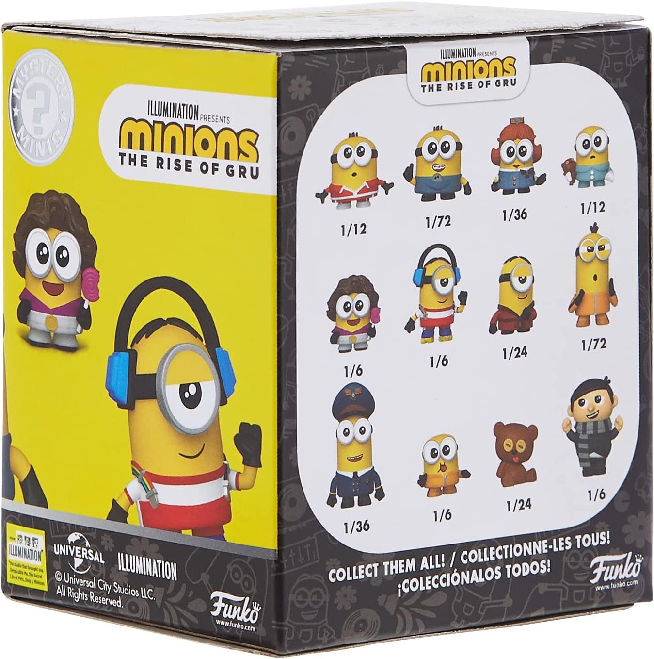 ILLUMINATION PRESENTS  
MINIONS THE RISE OF GRU  

COLLECT THEM ALL! / COLLECTIONNE-LES TOUS! / COLECCIONALOS TODOS!  

1/12  
1/72  
1/36  
1/12  
1/6  
1/6  
1/24  
1/72  
1/6  
1/24  
1/6  
1/36  

© Universal City Studios LLC. All Rights Reserved.  
ILLUMINATION  
Funko  
www.funko.com  

MYSTERY MINIS