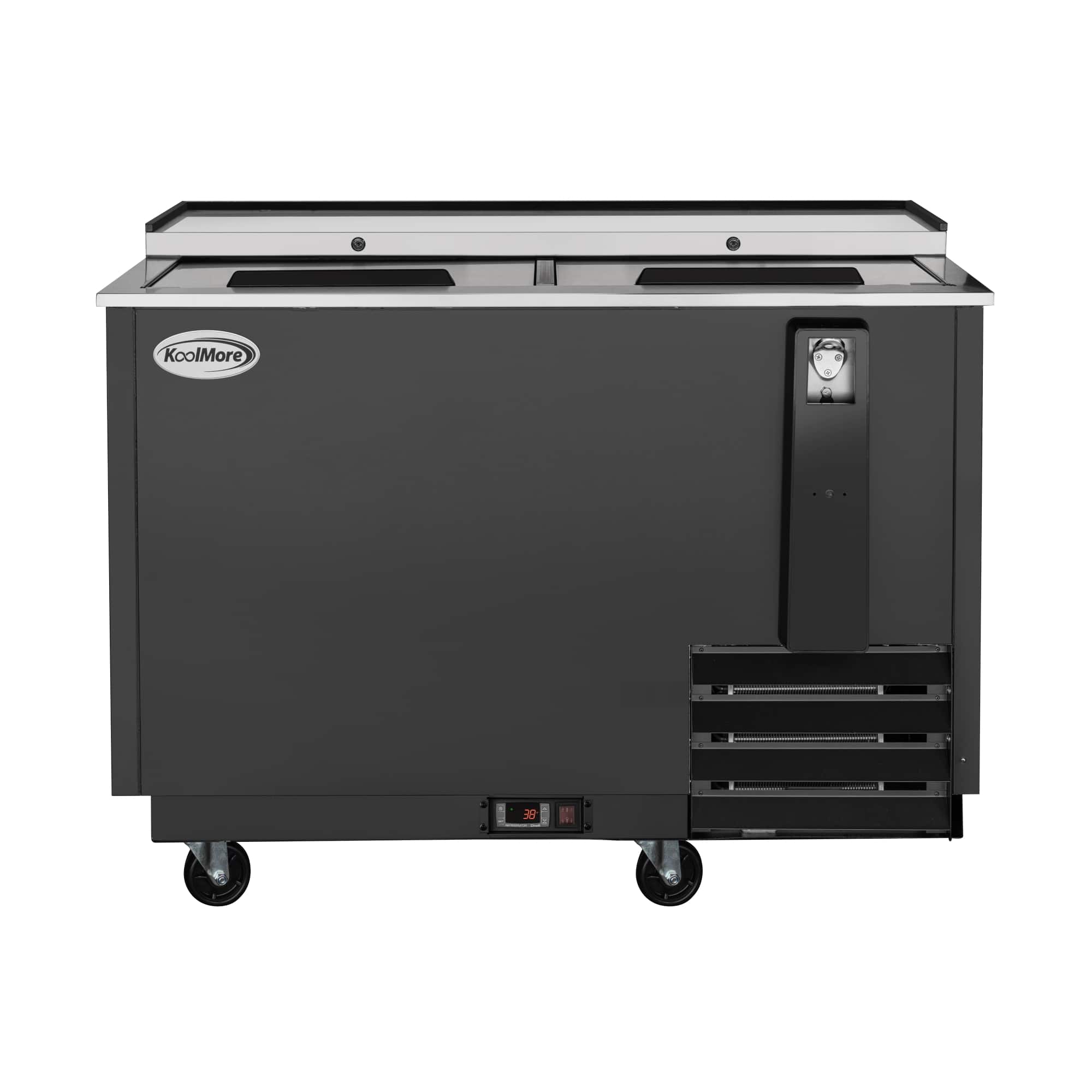 Koolmore - 50 in. Commercial Bottle Cooler in Black with Built-In Opener, ETL Listed, 14 cu. ft. (KM-BOC50-BK) - Black painted steel