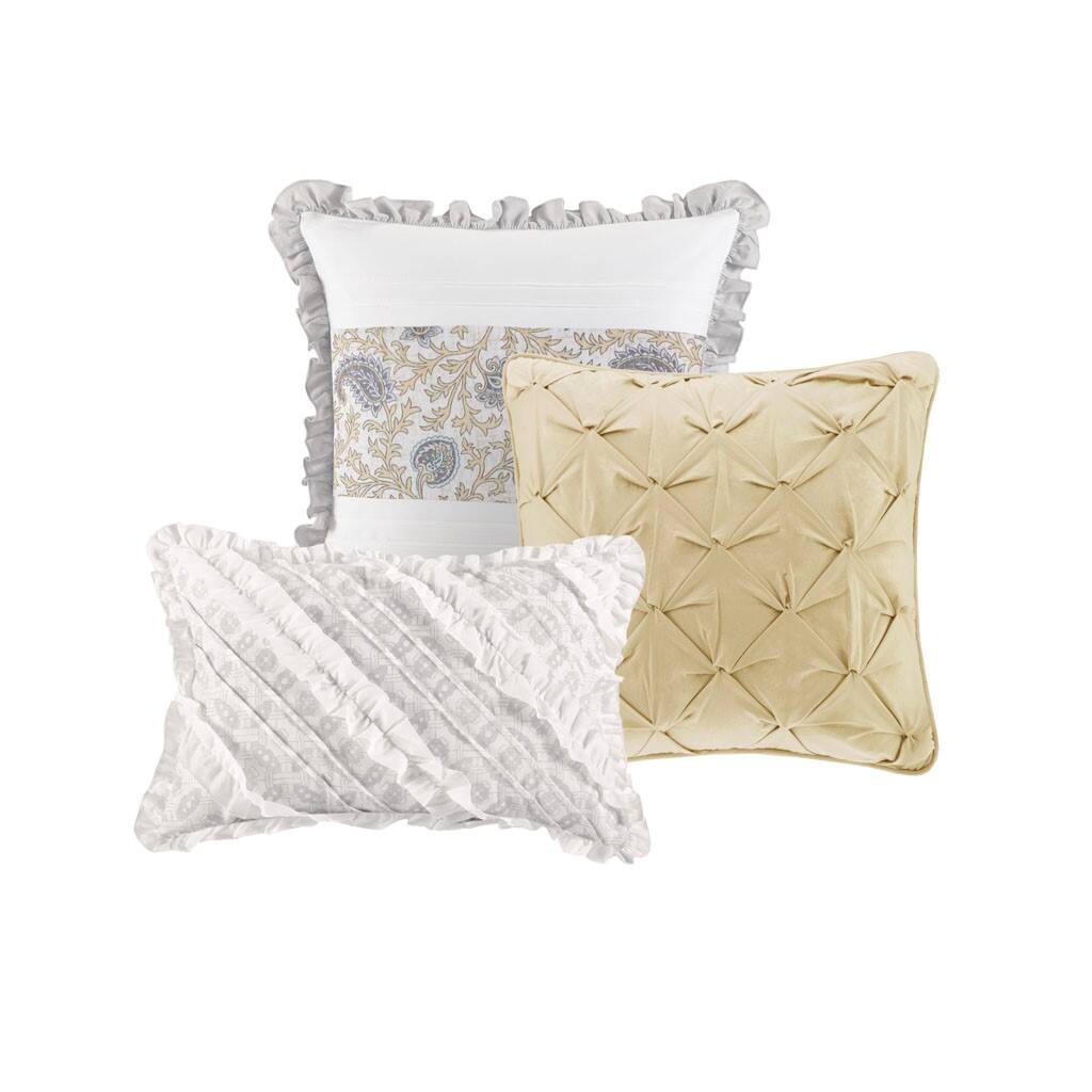 Alt View 4. Gracie Mills - Gracie Mills Singleton Reversible Paisley Lace 6-Piece Cotton Percale Quilt Set - Yellow.