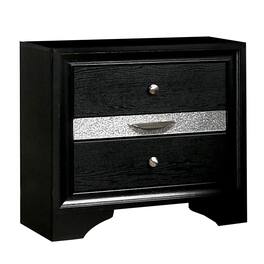 Manhattan Lane - Nightstand with Silver Trim Accent and 1 Jewelry Drawer - Black