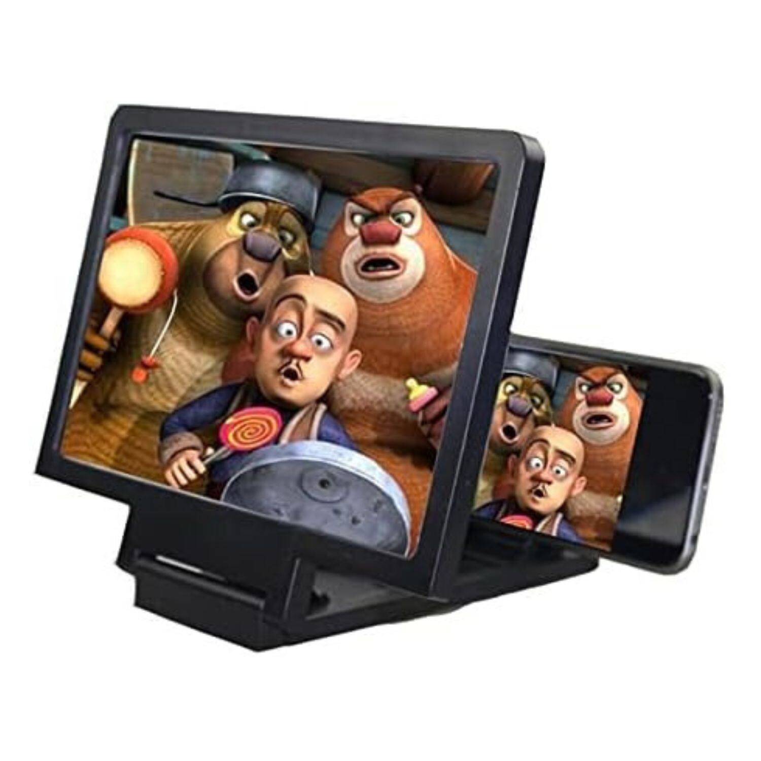 Left. Stock Preferred - 3D Mobile Phone Screen Magnifier Stand 7.8” Foldable HD Amplifier with Anti-Slip Holder - Black.