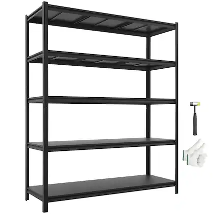Front. VEVOR - Storage Shelves, 5-Tier Adjustable, 3000 lbs Capacity, Heavy Duty Garage Storage Shelving Unit, Metal Utility Rack Shelf - Black.