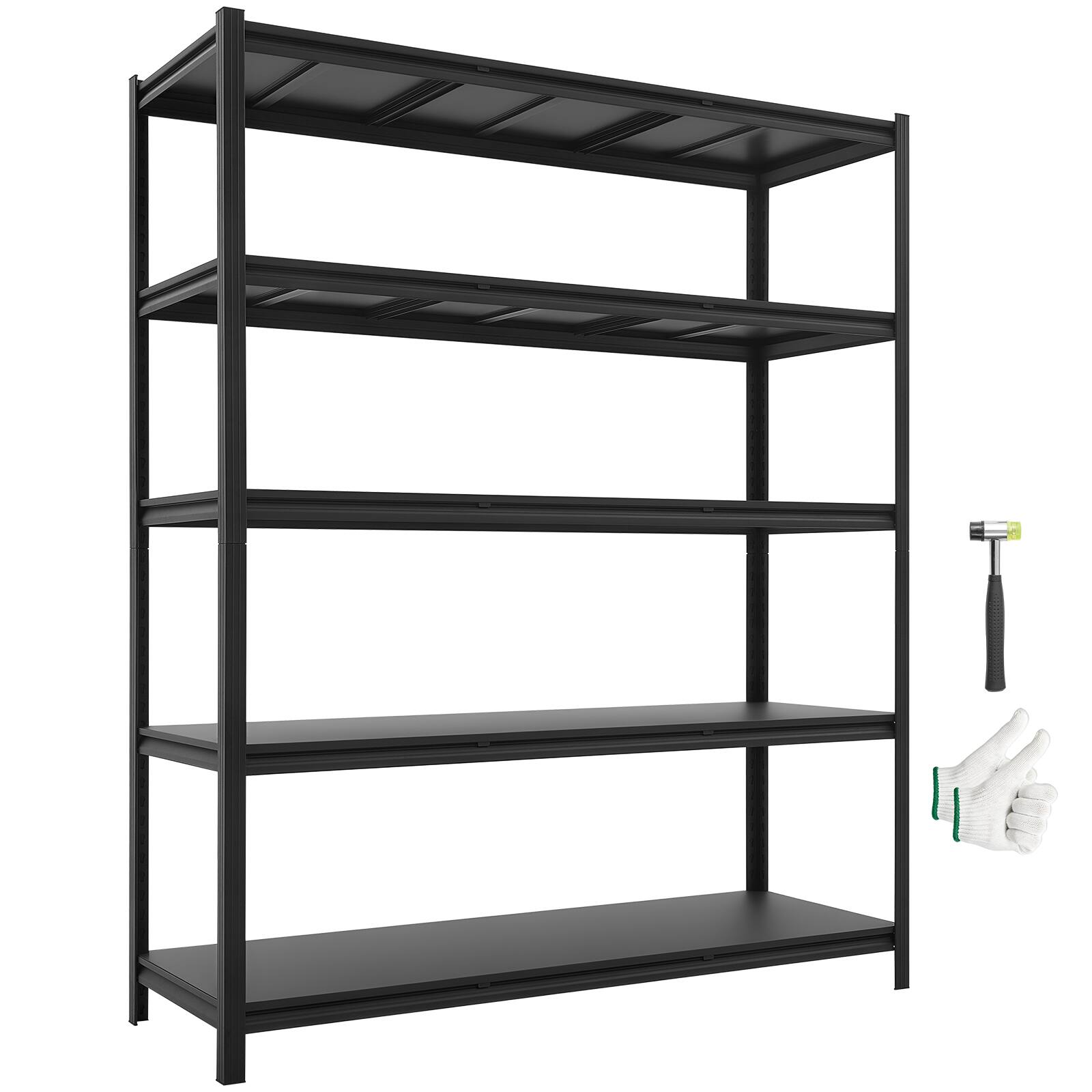 Front. VEVOR - Storage Shelves, 5-Tier Adjustable, 3000 lbs Capacity, Heavy Duty Garage Storage Shelving Unit, Metal Utility Rack Shelf - Black.