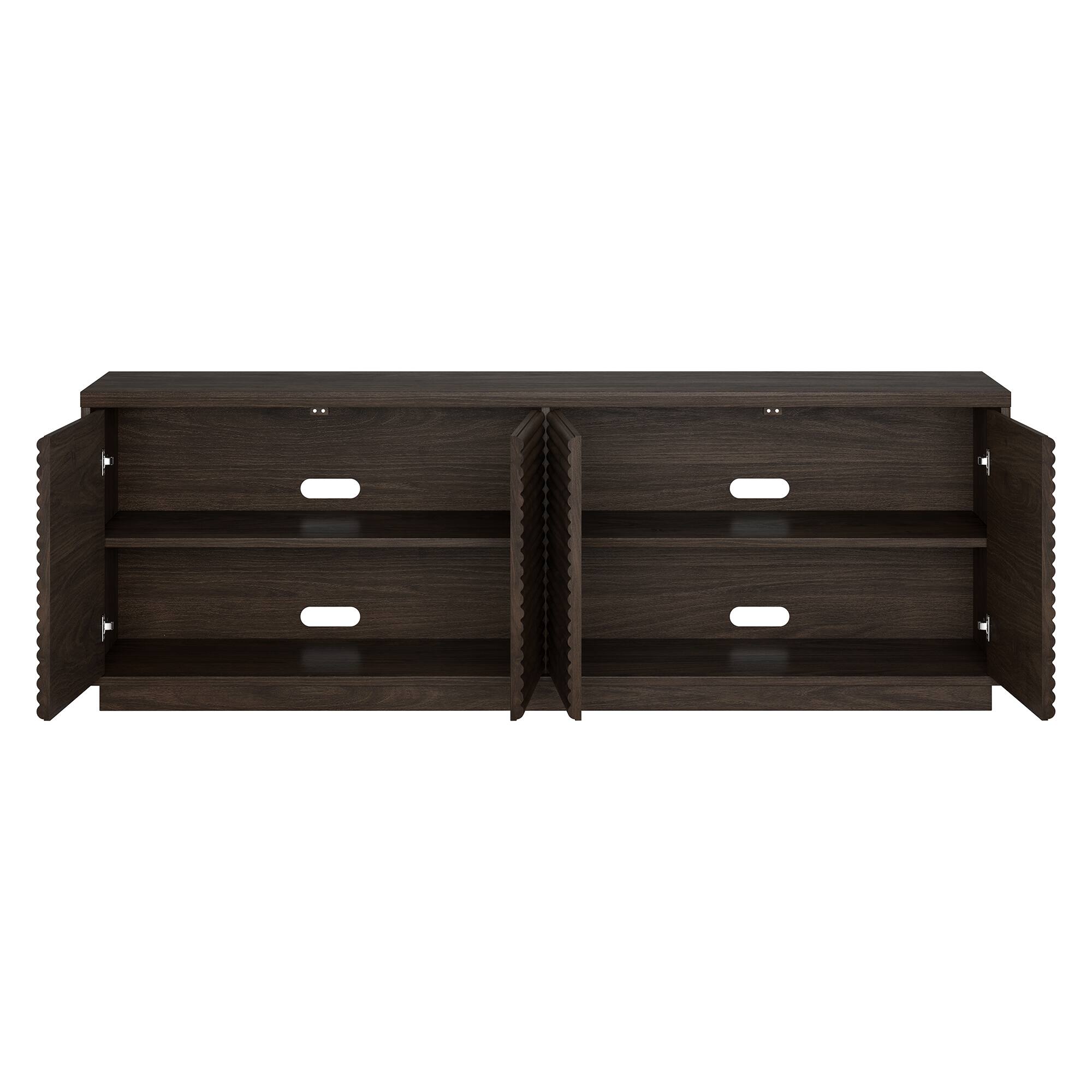 Alt View 1. Hudson&Canal - Tullis Rectangular Fluted TV Stand for TV's up to 78" in Alder Brown - Alder Brown.