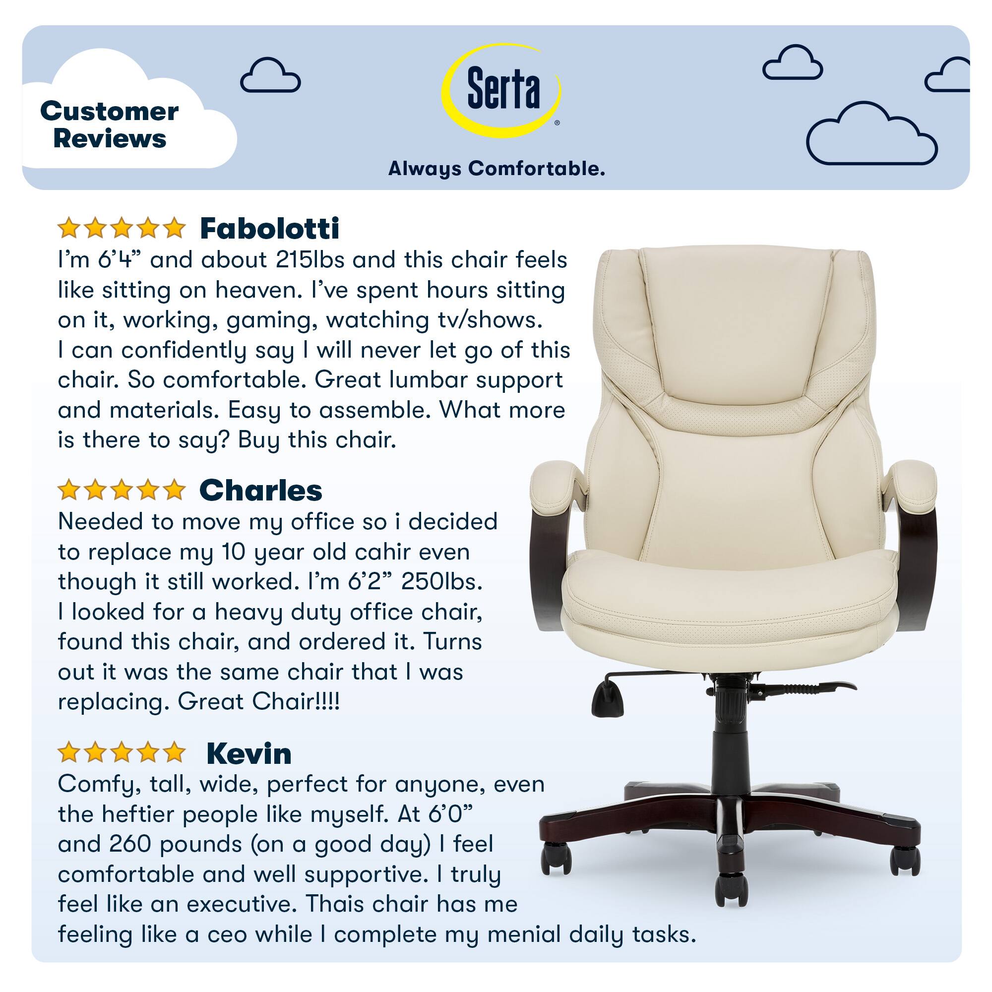 Alt View 19. Serta - Big and Tall Bonded Leather Executive Chair - Ivory.