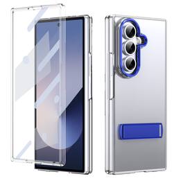 Dteck - for Samsung Galaxy Z Fold8 Ultra Slim Clear Case with Built-in Screen Protector & Kickstand, Shockproof Hard PC Shell - Blue