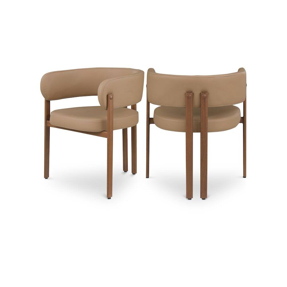 Front. Meridian Furniture - Gideon Tan Vegan Leather Dining Chair, Set of 2 - Brown.