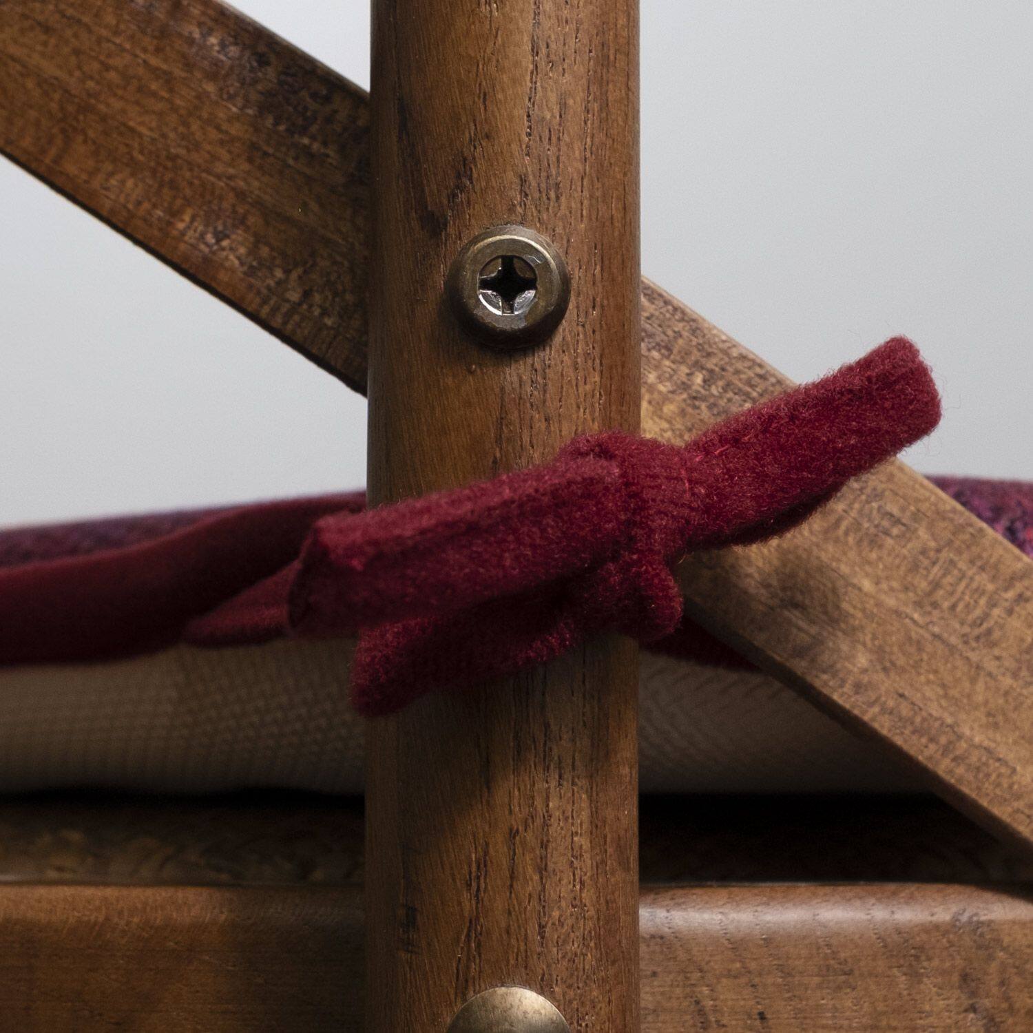 Left. Sweet Home Collection - Cameron Memory Foam No Slip Back 16" x 16" Chair Pad Cushion with Ties, 12-Pack - Wine.