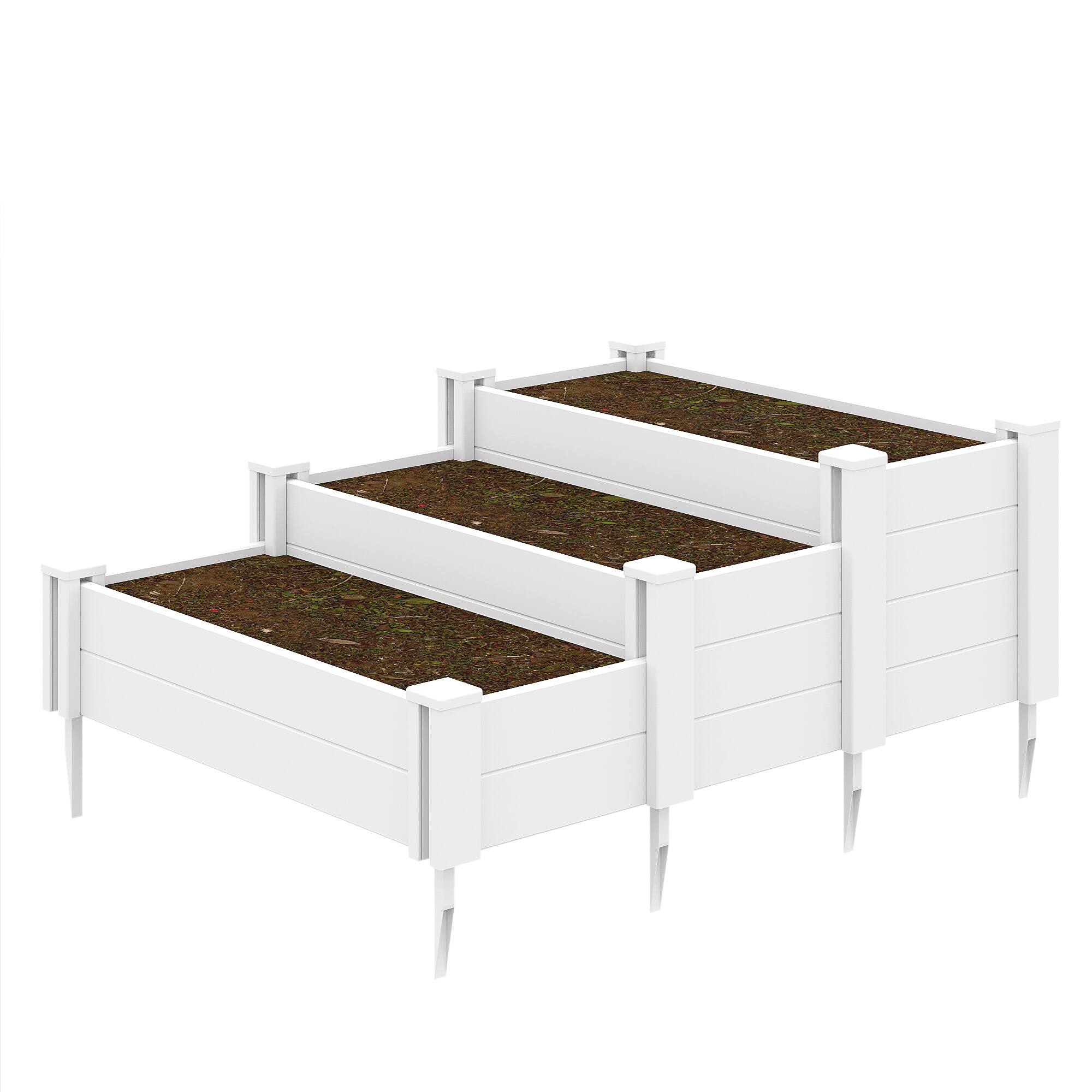 Alt View 3. PexFix - 37.3 in. W x 16.9 in. H Rectangle Vinyl PVC Planter Box Raised Garden Beds-Perfect for Patio and Backyard Use - White.