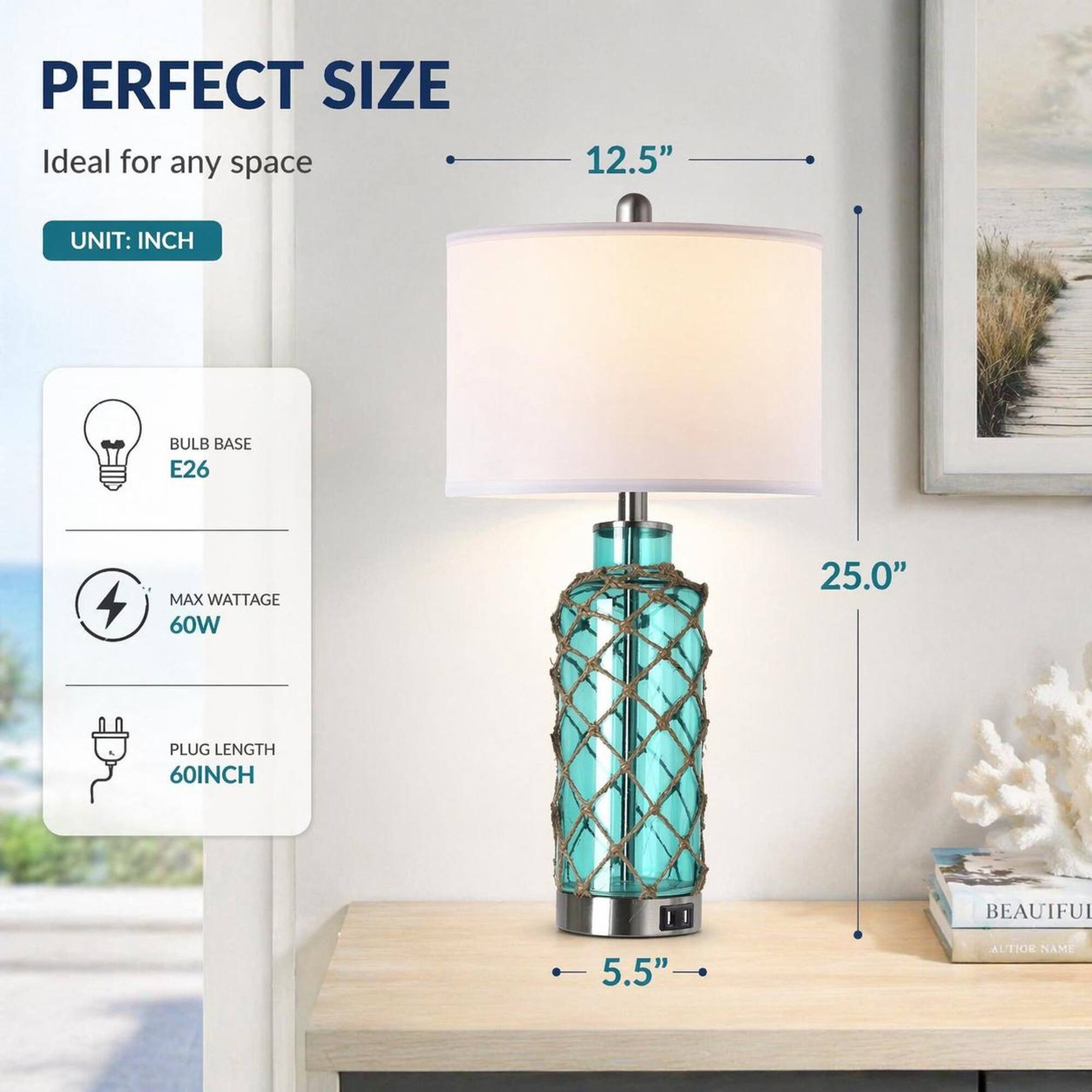 PERFECT SIZE  
Ideal for any space

UNIT: INCH

BULB BASE E26

MAX WATTAGE 60W

PLUG LENGTH 60INCH

BEAUTIFUL

5.5"