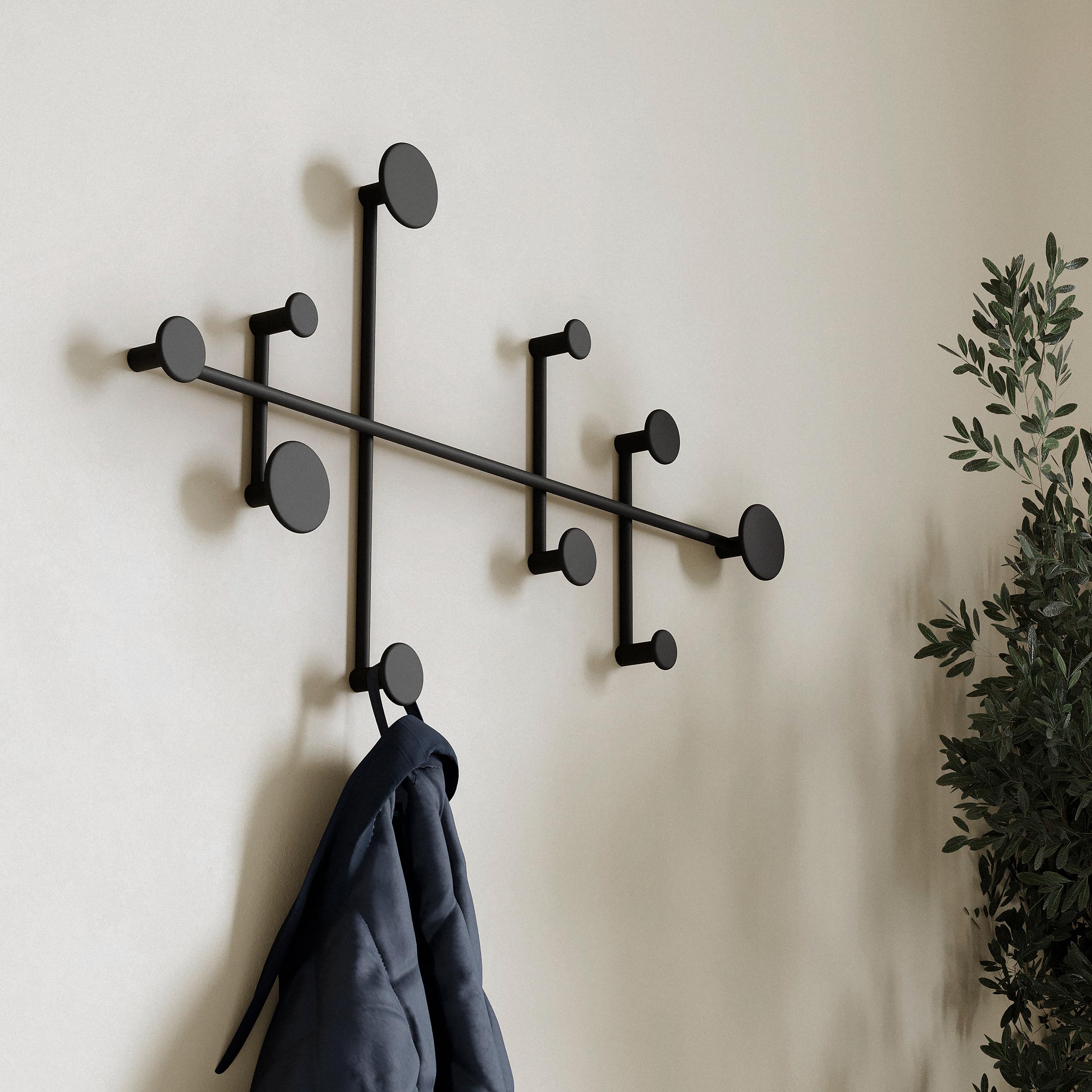Left. HM 1810 - 'sval' Wall Wardrobe Minimalist Coat Hook Design From Berlin Modern Metal Wall-mounted Rack/hooks - White.