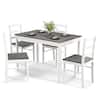 Front. Costway - 5-Piece Dining Set Solid Wood Kitchen Furniture with Rectangular Table & 4 Chairs Grey - Natural and Gray.