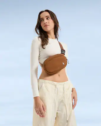 Front. tomtoc - SlingBean-T32 1.5L Sling Bag with RFID Blocking, Belt Bag Fanny Pack Waist Bag Crossbody Bag for Travel, Everyday - Caramel.