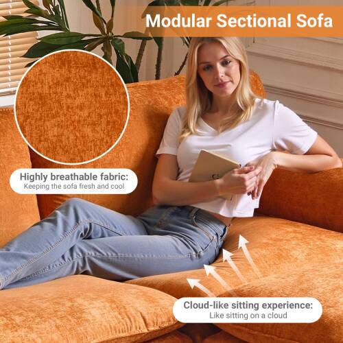 Modular Sectional Sofa

Highly breathable fabric: Keeping the sofa fresh and cool

Cloud-like sitting experience: Like sitting on a cloud
