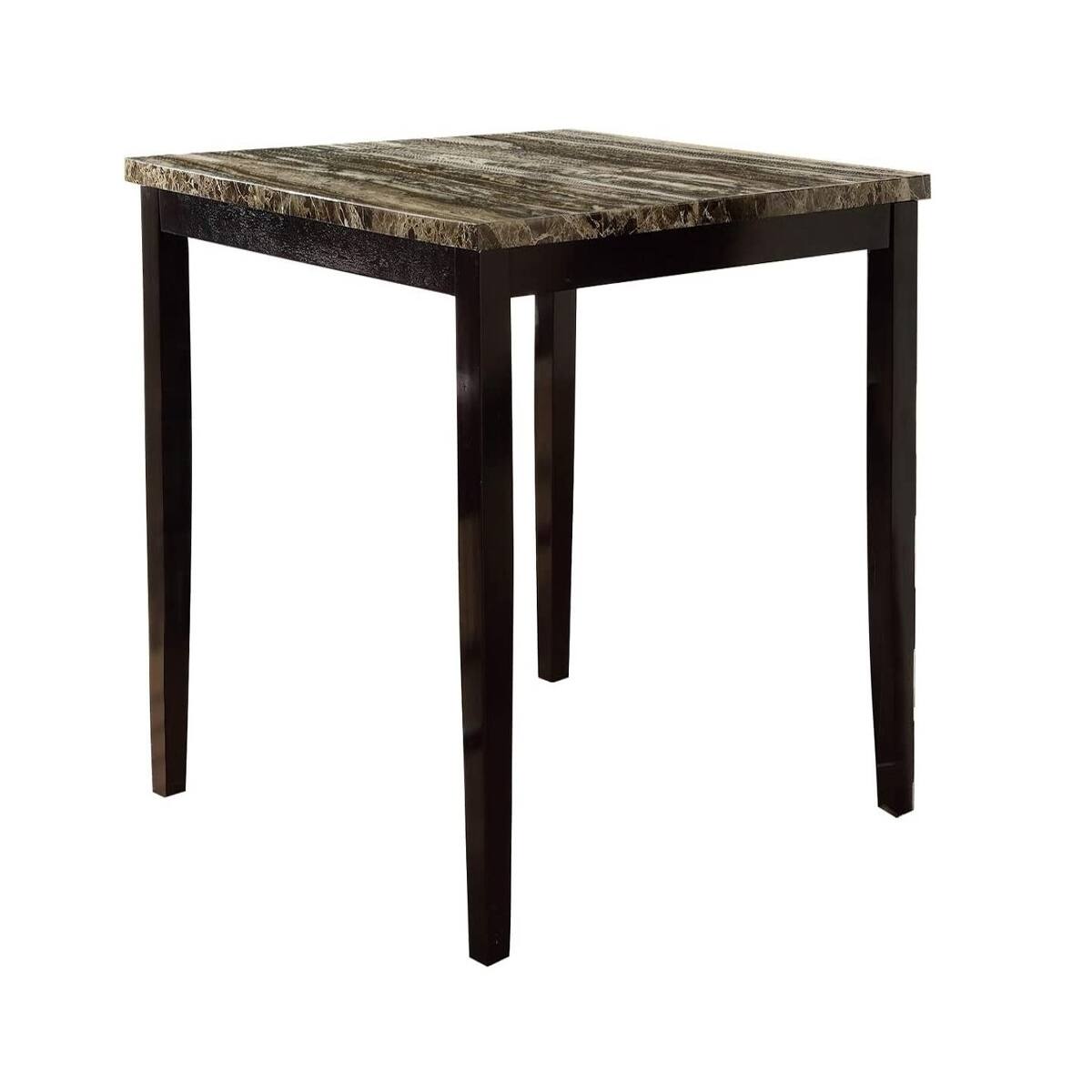 Left. Loheer - Loheer Faux Marble Dining Table, Square Counter Height Table for Modern Kitchens, Brown - Brown.