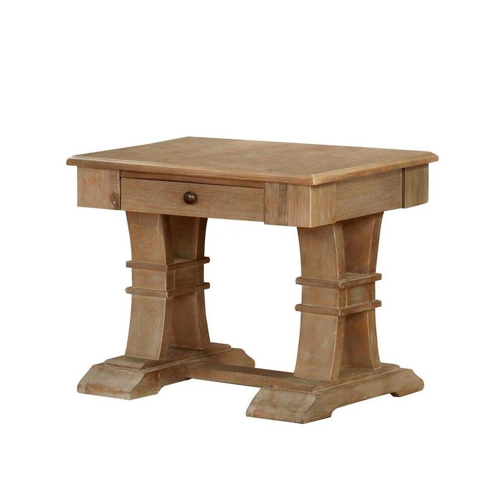 Front. Best Quality Furniture - End Table with Natural Rustic Finish - Natural.