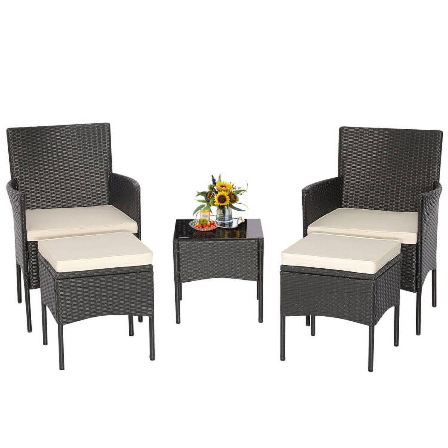 Left. Kadyn - 4 Pcs Patio Conversation Set, Patio Conversation Sets Cushions with Soft Cushions and Tempered Glass Tabletop - White.