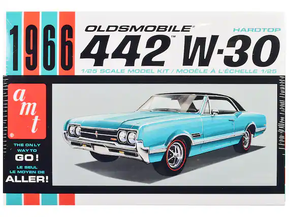 OLDSMOBILE
1966
442™ W-30
1/25 SCALE MODEL KIT / MODÈLE À L'ÉCHELLE 1/25
HARDTOP
a m t
THE ONLY WAY TO GO!
LE SEUL MOYEN DE ALLER!
1 PLASTIC KIT
1 TROUSSE EN PLASTIQUE