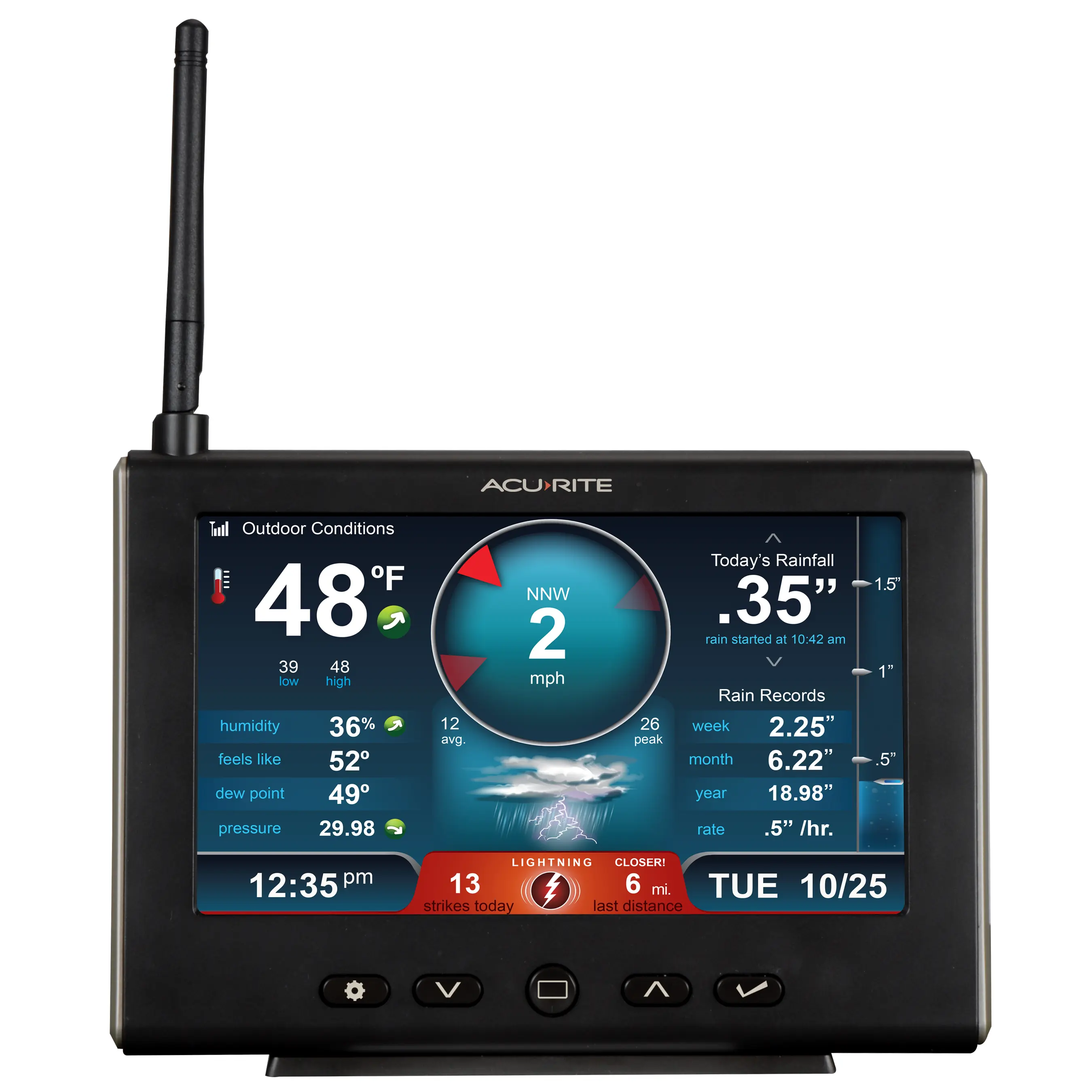 Angle. AcuRite - Iris (5-in-1) Pro Weather Station with High-Definition Display and Lightning Detection - Multi.