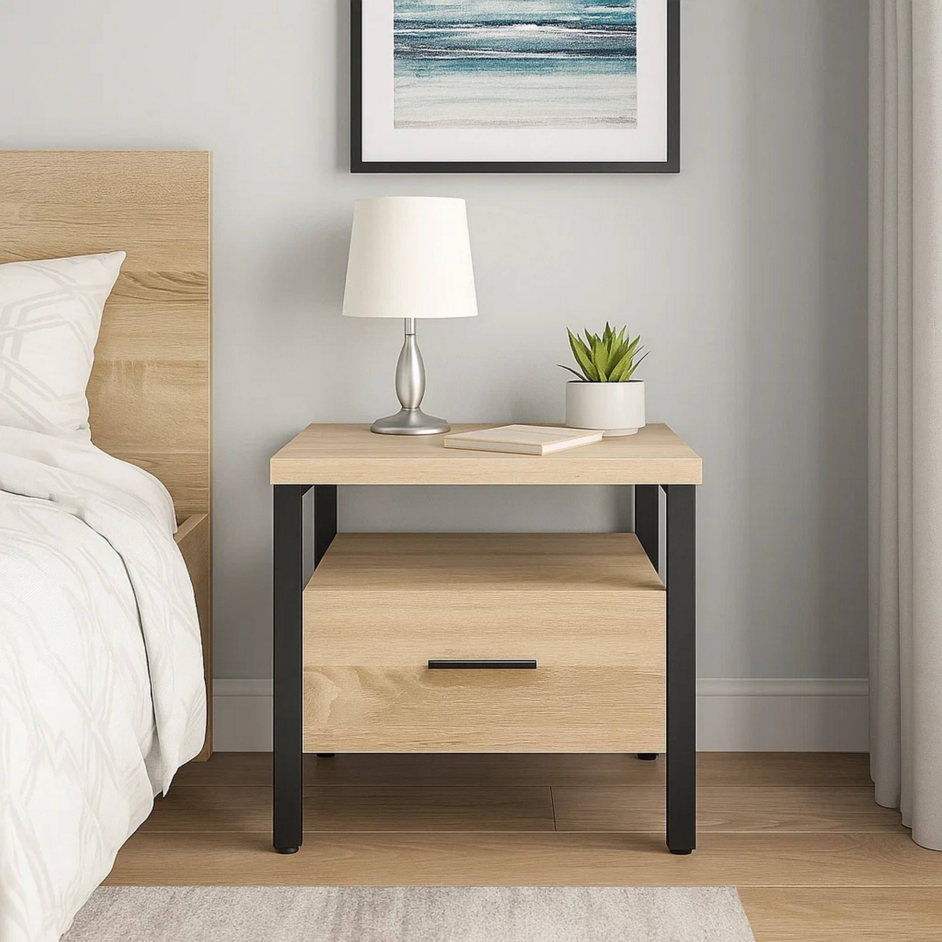 Alt View 5. Manhattan Lane - Accent Table with Metal Leg and 1 Tier Shelf - Black, Brown,.