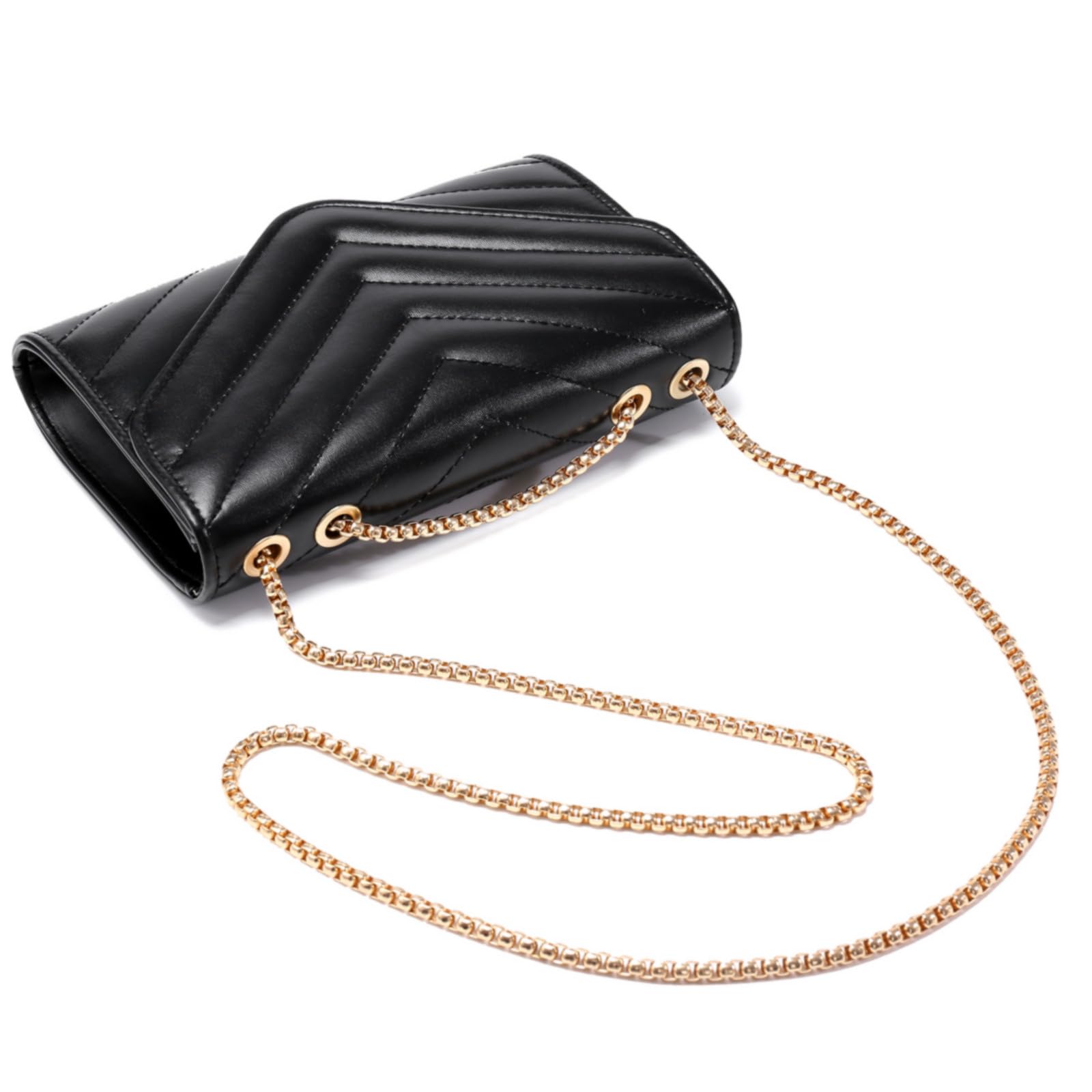 Alt View 3. Fabibe - Women Small Quilted Crossbody Bags Stylish Designer Evening Bag Clutch Purses And Handbags With Chain Shoulder Strap - Black.